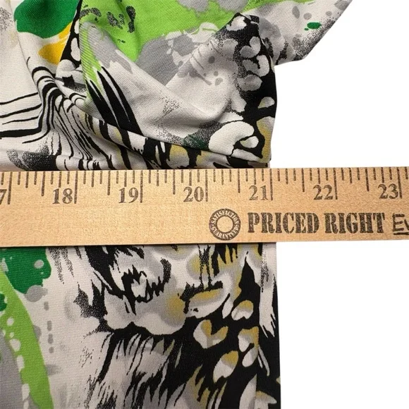Womens Size Large Green, Yellow, Black, White Swirl Pattern Stretchy Top N Touch - Picture 9 of 14